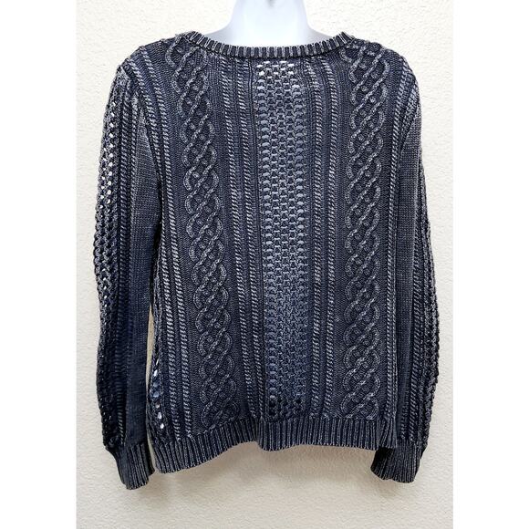Volcom Gray Faded Cable Knit Long Sleeve Sweater XS Long Sleeves Stretch Soft - Picture 4 of 6